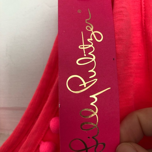 Lilly Pulitzer Neon Pink Pom Pom Tank Top - new with tags - Picture 4 of 6